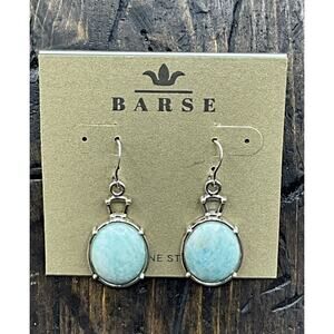 Barse Fitzhugh Oval Earrings- Amazonite- Silver- NWT